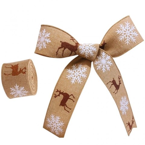⁨Taśma świąteczna na kokardę, wstążka na prezent Bożonarodzeniowa 5cm x 2m KSN130⁩ w sklepie Wasserman.eu