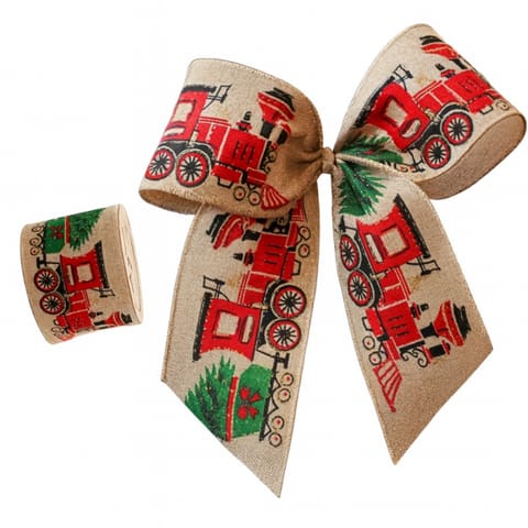 ⁨Taśma świąteczna na kokardę, wstążka na prezent Bożonarodzeniowa 6,3cm x 2m KSN138⁩ w sklepie Wasserman.eu
