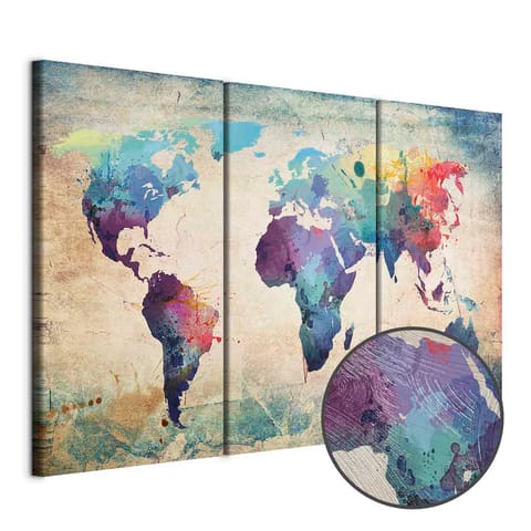 ⁨Obraz - Tęczowa mapa (tryptyk) (rozmiar 60x40, wykończenie Premium Print)⁩ w sklepie Wasserman.eu
