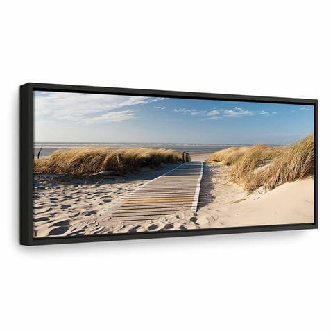 ⁨Obraz - Dzika plaża (rozmiar 150x50, wykończenie W ramie drewnianej czarnej)⁩ w sklepie Wasserman.eu