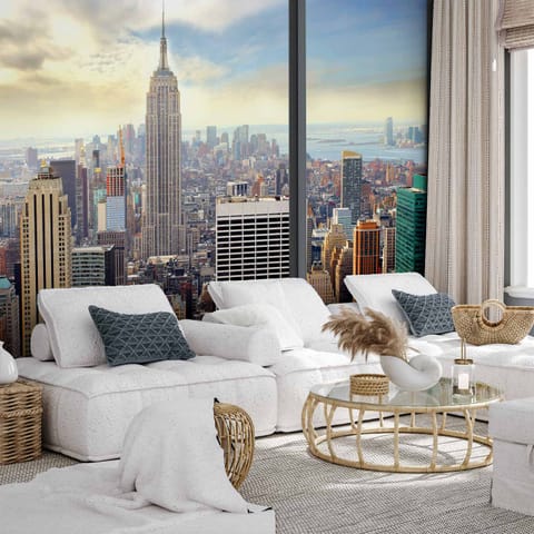 ⁨Wall mural - City behind glass (size 100x70)⁩ at Wasserman.eu