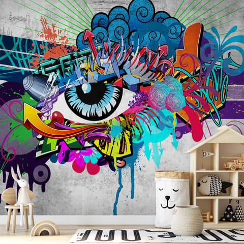 ⁨Wall mural - Graffiti eye (size 350x245)⁩ at Wasserman.eu