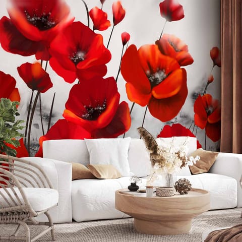 ⁨Self-adhesive wall mural - Poppies in the moonlight (size 98x70)⁩ at Wasserman.eu