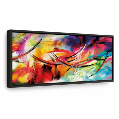 ⁨Obraz - Taniec tęczy (rozmiar 150x50, wykończenie W ramie drewnianej czarnej)⁩ w sklepie Wasserman.eu