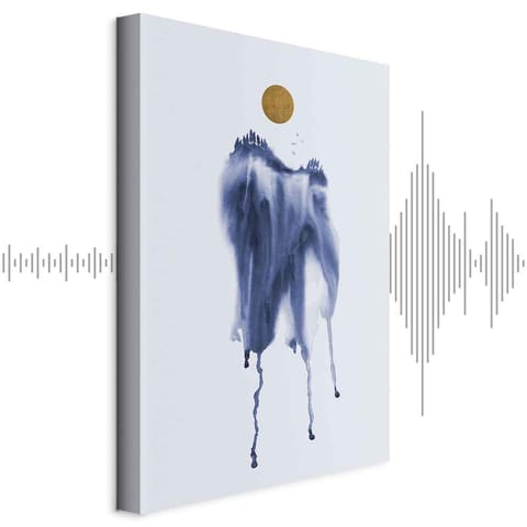 ⁨Obraz - Las w akwarelach (1-częściowy) - niebieski odcień pejzażu w abstrakcji (rozmiar 80x120, wykończenie Akustyczny)⁩ w sklepie Wasserman.eu