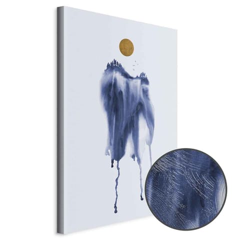 ⁨Obraz - Las w akwarelach (1-częściowy) - niebieski odcień pejzażu w abstrakcji (rozmiar 60x90, wykończenie Premium Print)⁩ w sklepie Wasserman.eu