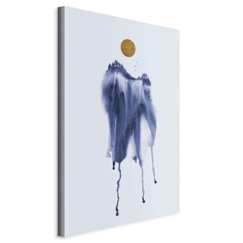 ⁨Obraz - Las w akwarelach (1-częściowy) - niebieski odcień pejzażu w abstrakcji (rozmiar 60x90, wykończenie Standard)⁩ w sklepie Wasserman.eu