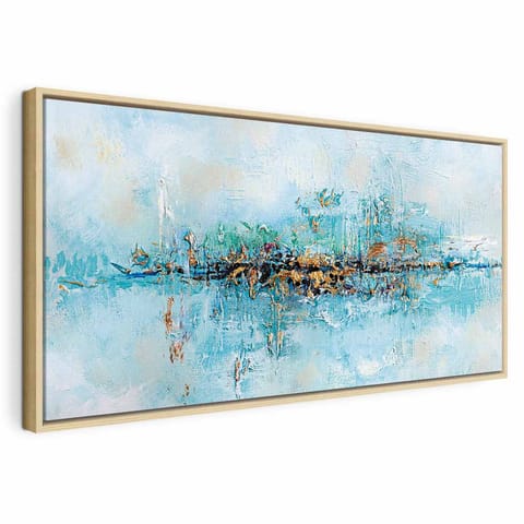 ⁨Obraz - Laguna (1-częściowy) szeroki (rozmiar 60x30, wykończenie W ramie drewnianej naturalnej)⁩ w sklepie Wasserman.eu