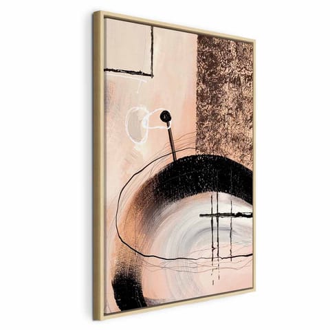 ⁨Obraz - Sztuka kształtów (1-częściowy) - abstrakcja ręcznie malowanego dzieła (rozmiar 80x120, wykończenie W ramie drewnianej naturalnej)⁩ w sklepie Wasserman.eu