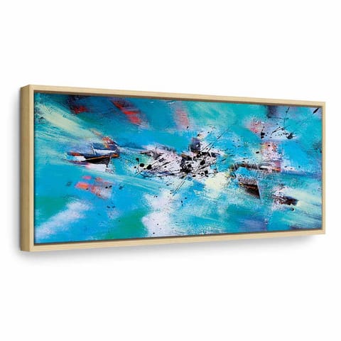 ⁨Obraz - Zabawa na śniegu (1-częściowy) wąski (rozmiar 90x30, wykończenie W ramie drewnianej naturalnej)⁩ w sklepie Wasserman.eu