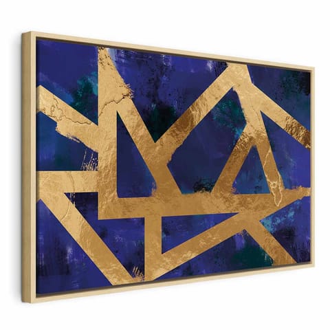 ⁨Obraz - Złota geometria (1-częściowy) szeroki (rozmiar 60x40, wykończenie W ramie drewnianej naturalnej)⁩ w sklepie Wasserman.eu