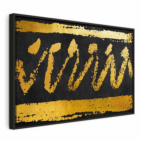 ⁨Obraz - Złota pieczęć (1-częściowy) szeroki (rozmiar 90x60, wykończenie W ramie drewnianej czarnej)⁩ w sklepie Wasserman.eu