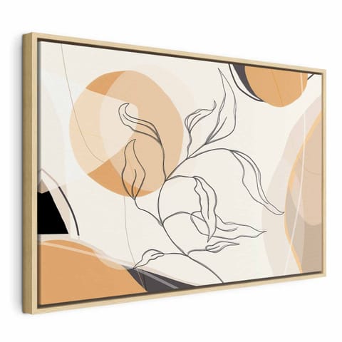 ⁨Obraz - Pejzaż z listkiem (rozmiar 120x80, wykończenie W ramie drewnianej naturalnej)⁩ w sklepie Wasserman.eu