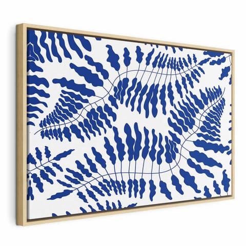⁨Obraz - Kobaltowa paproć (rozmiar 120x80, wykończenie W ramie drewnianej naturalnej)⁩ w sklepie Wasserman.eu