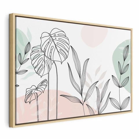⁨Obraz - Line art w pastelach (rozmiar 90x60, wykończenie W ramie drewnianej naturalnej)⁩ w sklepie Wasserman.eu