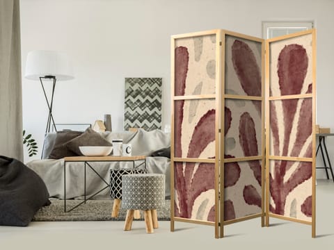 ⁨Parawan japoński - Falujące liście - nieregularne roślinne kształty w stylu Matisse'a (rozmiar 135x172, wykończenie )⁩ w sklepie Wasserman.eu