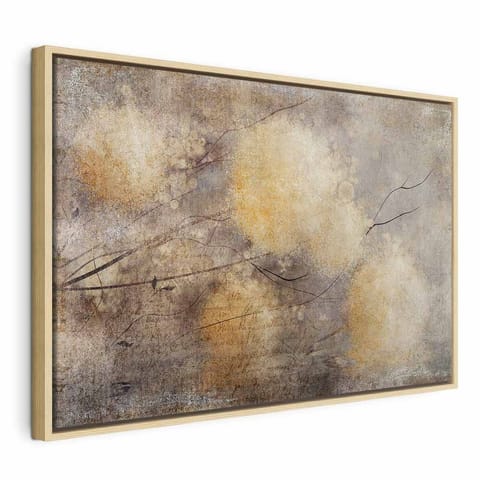 ⁨Obraz - Słoneczne pąki (1-częściowy) szeroki (rozmiar 90x60, wykończenie W ramie drewnianej naturalnej)⁩ w sklepie Wasserman.eu