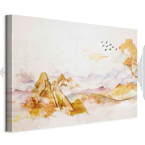 ⁨Obraz - Złote góry (1-częściowy) szeroki (rozmiar 120x80, wykończenie Akustyczny)⁩ w sklepie Wasserman.eu