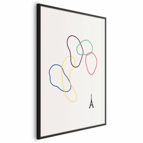 ⁨Plakat - Kolorowe koła- grafika cyfrowa - minimalizm (rozmiar 21x30, wykończenie Rama czarna)⁩ w sklepie Wasserman.eu
