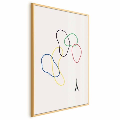 ⁨Plakat - Kolorowe koła- grafika cyfrowa - minimalizm (rozmiar 60x90, wykończenie Rama złota)⁩ w sklepie Wasserman.eu