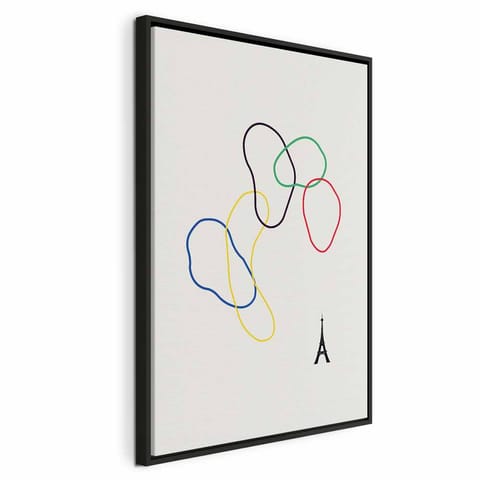 ⁨Obraz - Kolorowe koła- grafika cyfrowa - minimalizm (rozmiar 80x120, wykończenie W ramie drewnianej czarnej)⁩ w sklepie Wasserman.eu