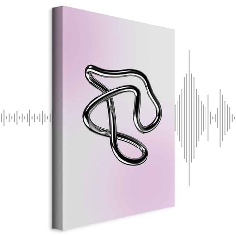 ⁨Obraz - Srebrne Zawiłości - płynna metaliczna figura na gradientowym tle (rozmiar 20x30, wykończenie Akustyczny)⁩ w sklepie Wasserman.eu