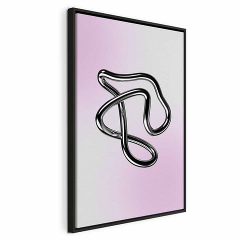 ⁨Obraz - Srebrne Zawiłości - płynna metaliczna figura na gradientowym tle (rozmiar 60x90, wykończenie W ramie drewnianej czarnej)⁩ w sklepie Wasserman.eu