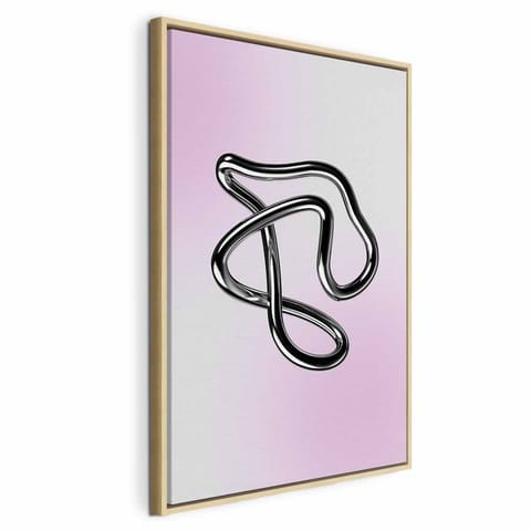 ⁨Obraz - Srebrne Zawiłości - płynna metaliczna figura na gradientowym tle (rozmiar 60x90, wykończenie W ramie drewnianej naturalnej)⁩ w sklepie Wasserman.eu