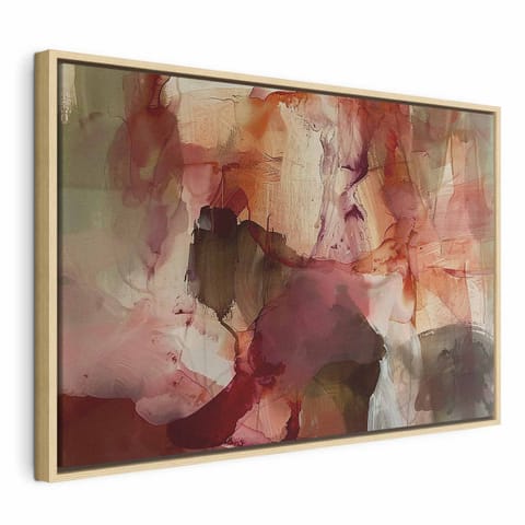 ⁨Obraz - Wiosenna kompozycja - prześwity i formy w technice farby akwarelowej (rozmiar 90x60, wykończenie W ramie drewnianej naturalnej)⁩ w sklepie Wasserman.eu