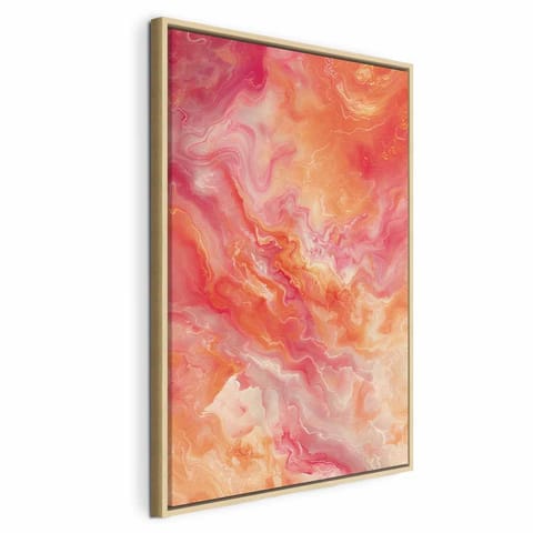 ⁨Obraz - Płomienne Barwy - dynamiczne kształty w kolorach ognia i różu (rozmiar 40x60, wykończenie W ramie drewnianej naturalnej)⁩ w sklepie Wasserman.eu
