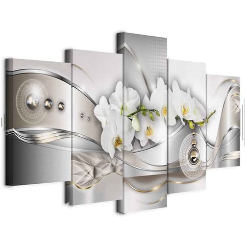 ⁨Obraz - Perłowy taniec orchidei (rozmiar 100x50, wykończenie Akustyczny)⁩ w sklepie Wasserman.eu