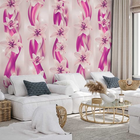 ⁨Tapeta - Liliowy strumień (rozmiar 49x1000, wykończenie Samoprzylepna)⁩ w sklepie Wasserman.eu