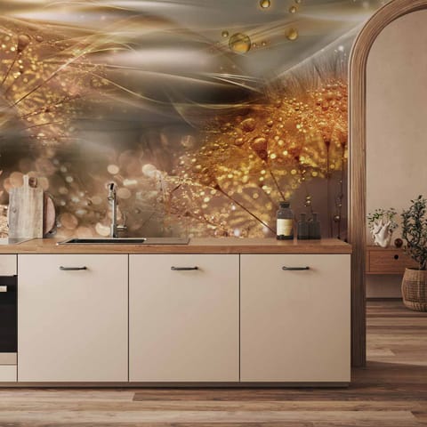 ⁨Fototapeta - Świat dmuchawców (złoty) (rozmiar 500x350, wykończenie Wodoodporna)⁩ w sklepie Wasserman.eu