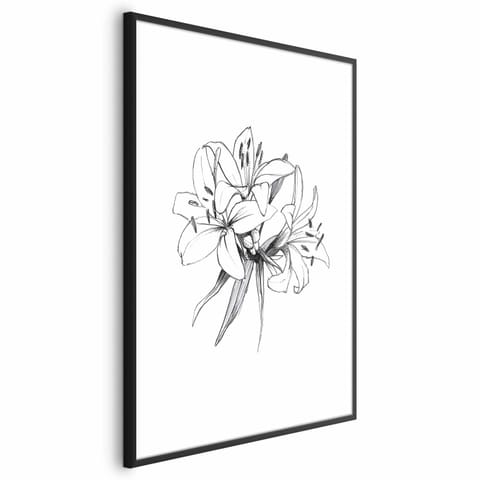 ⁨Plakat - Rysowane kwiaty (rozmiar 21x30, wykończenie Rama czarna z marginesem)⁩ w sklepie Wasserman.eu