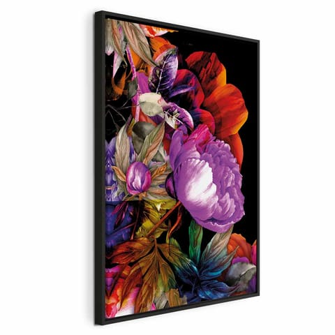 ⁨Obraz - Natura w kolorach lata (1-częściowy) - kwiatowy ogród inspiracji (rozmiar 80x120, wykończenie W ramie drewnianej czarnej)⁩ w sklepie Wasserman.eu