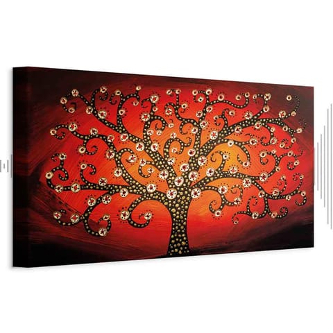 ⁨Obraz - Ogniste drzewo (1-częściowy) wąski (rozmiar 150x50, wykończenie Akustyczny)⁩ w sklepie Wasserman.eu