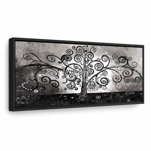 ⁨Obraz - Kręte ścieżki natury (1-częściowy) wąski (rozmiar 90x30, wykończenie W ramie drewnianej czarnej)⁩ w sklepie Wasserman.eu