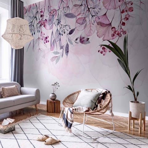 ⁨Self-adhesive wall mural - Misty nature - pink (size 98x70)⁩ at Wasserman.eu