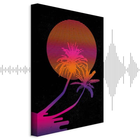 ⁨Obraz - Palma o wschodzie (1-częściowy) pionowy (rozmiar 80x120, wykończenie Akustyczny)⁩ w sklepie Wasserman.eu