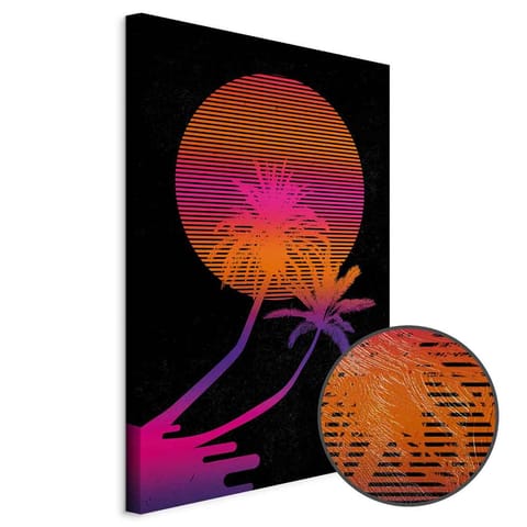 ⁨Obraz - Palma o wschodzie (1-częściowy) pionowy (rozmiar 80x120, wykończenie Premium Print)⁩ w sklepie Wasserman.eu