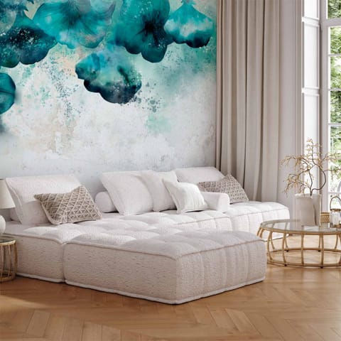 ⁨Wall mural - Blue poppies (size 100x70)⁩ at Wasserman.eu