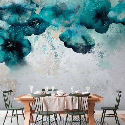 ⁨Fototapeta - Błękitne maki (rozmiar 200x140, wykończenie Wodoodporna)⁩ w sklepie Wasserman.eu