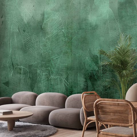 ⁨Self-adhesive mural - Green banana trees (size 147x105)⁩ at Wasserman.eu
