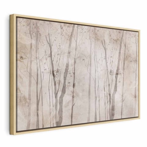⁨Obraz - Beżowy las myśli (1-częściowy) szeroki (rozmiar 120x80, wykończenie W ramie drewnianej naturalnej)⁩ w sklepie Wasserman.eu