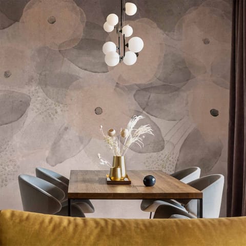 ⁨Fototapeta - Minimalistyczna łąka - desenie na delikatnym beżowym tle z teksturą (rozmiar 400x280, wykończenie Wodoodporna)⁩ w sklepie Wasserman.eu