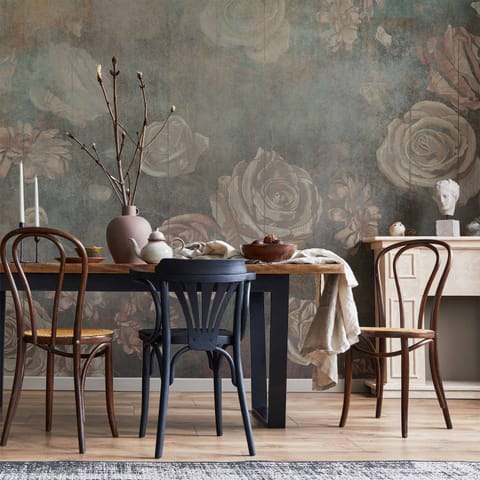 ⁨Fototapeta - Mglista natura - stonowane kwiaty róży na tle w odcieniach szarości (rozmiar 400x280, wykończenie Wodoodporna)⁩ w sklepie Wasserman.eu