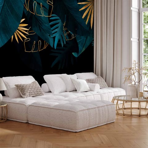 ⁨Fototapeta - Kompozycja liści - drugi wariant (rozmiar 150x105, wykończenie Standard)⁩ w sklepie Wasserman.eu