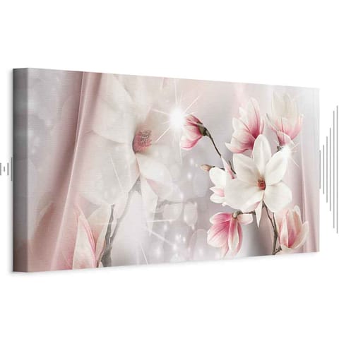 ⁨Obraz - Odbicie magnolii (1-częsciowy) wąski (rozmiar 150x50, wykończenie Akustyczny)⁩ w sklepie Wasserman.eu