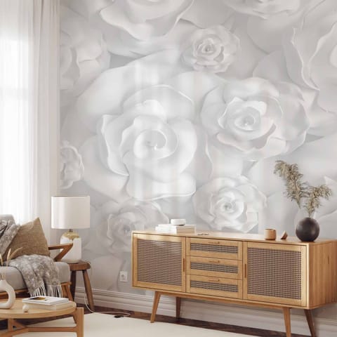 ⁨Self-adhesive mural - Plaster flowers (size 147x105)⁩ at Wasserman.eu