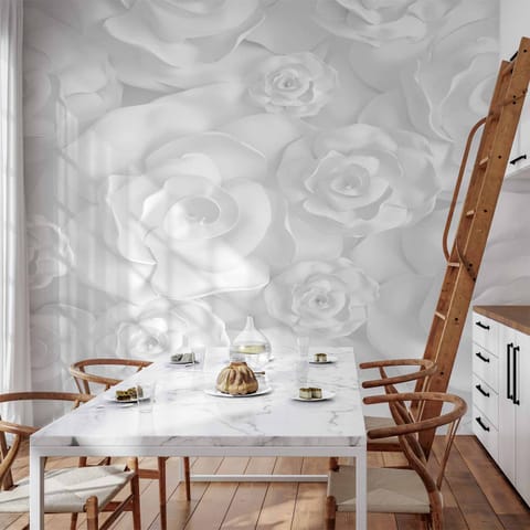 ⁨Fototapeta - Gipsowe kwiaty (rozmiar 350x256, wykończenie Wodoodporna)⁩ w sklepie Wasserman.eu